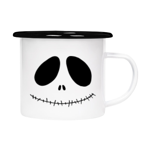 Plecháček - smaltový lem s potiskem Skeleton face